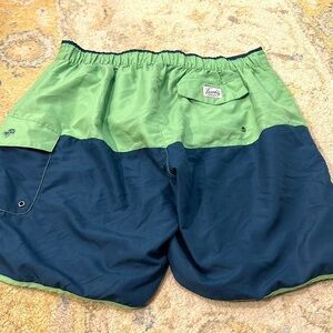⭐️Trunks Surf And Swim Co Green , Blue Hook & Loop Closure Pockets Swim Trunks M